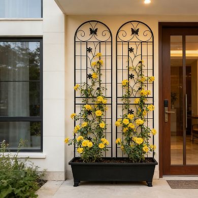 Loheer 2 Pack Metal Garden Trellis for Climbing Plants Outdoor Flower Support