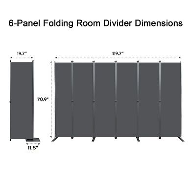 TOEMOA 6-Panel Folding Freestanding Privacy Screen Indoor Room Partition