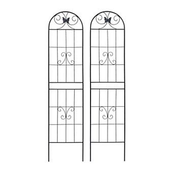Loheer 2 Pack Metal Garden Trellis for Climbing Plants, Rustproof Outdoor Flower Support