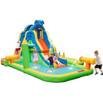 Inflatable Water Slide for Backyard, 9 in 1 Splash Pool Bouncer for Kids