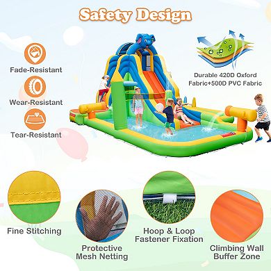 Inflatable Water Slide for Backyard, 9 in 1 Splash Pool Bouncer for Kids
