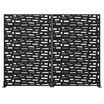Two Packs Of 6 x 4 ft Outdoor Screen Enclosures Black Irregular Rectangular Galvanized Steel Panels