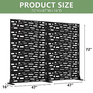 Two Packs Of 6 x 4 ft Outdoor Screen Enclosures Black Irregular Rectangular Galvanized Steel Panels