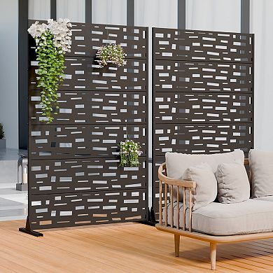 Two Packs Of 6 x 4 ft Outdoor Screen Enclosures Black Irregular Rectangular Galvanized Steel Panels