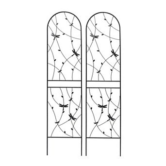 Loheer 2 Pack Metal Garden Trellis with Dragonfly Decor for Climbing Plants
