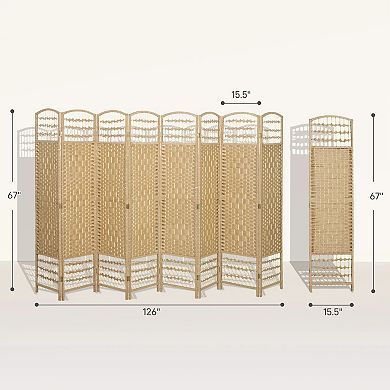 TOEMOA 8 Panel Folding Freestanding Room Divider Privacy Screen for Home and Office Use