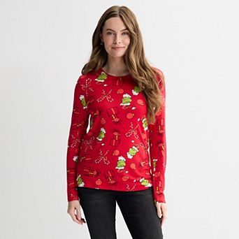 Women's Holiday Character Print Long Sleeve Graphic Tee
