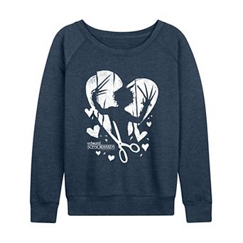 Women's Edward Scissorhands Heart Silhouette French Terry Long Sleeve Tee