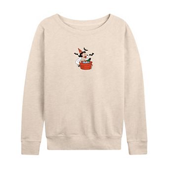 Women's Peanuts Lucy & Snoopy Apple Bobbing French Terry Long Sleeve Tee