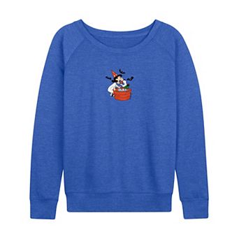 Women's Peanuts Lucy & Snoopy Apple Bobbing French Terry Long Sleeve Tee