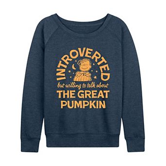 Women's Peanuts Introverted The Great Pumpkin Quote French Terry Long Sleeve Tee