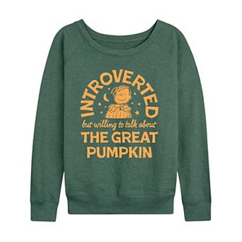 Women's Peanuts Introverted The Great Pumpkin Quote French Terry Long Sleeve Tee