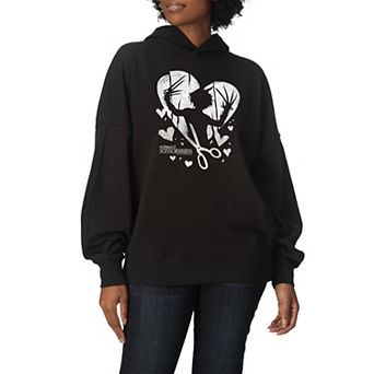 Women's Edward Scissorhands Heart Silhouette Oversized Fleece Hoodie Sweatshirt