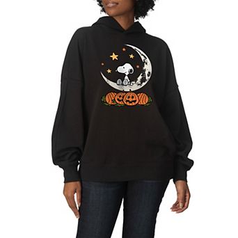 Women's Peanuts Snoopy & Pumpkins Oversized Fleece Hoodie Sweatshirt