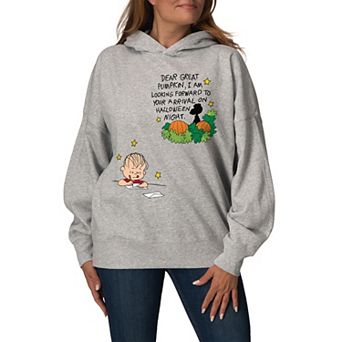 Women's Peanuts The Great Pumpkin Oversized Fleece Hoodie Sweatshirt