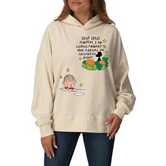 Women's Peanuts The Great Pumpkin Oversized Fleece Hoodie Sweatshirt