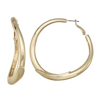 Nine West Gold Tone Twist Hoop Earrings