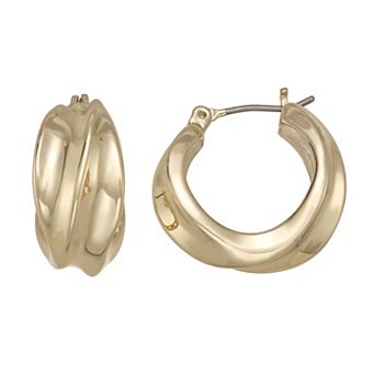 Nine West Gold Tone Twist Hoop Click-It Earrings