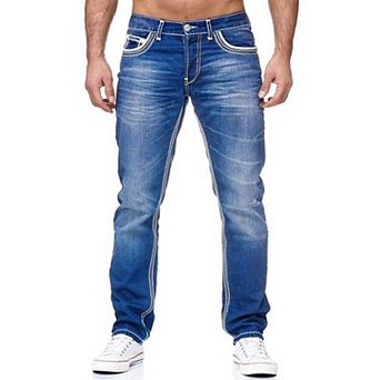 Men’s Straight Leg Denim Jeans Casual Classic Fit Pants