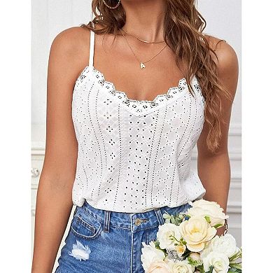 Zeagoo Womens Spaghetti Strap V Neck Lace Camisole Sleeveless Loose Flowy Summer Tops