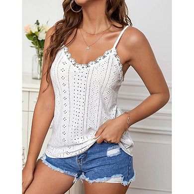 Zeagoo Womens Spaghetti Strap V Neck Lace Camisole Sleeveless Loose Flowy Summer Tops