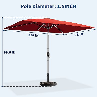 10ft Rectangular Patio Umbrella, Outdoor Table Umbrella w/ Crank&Push Button Tilt for Outdoor Patio