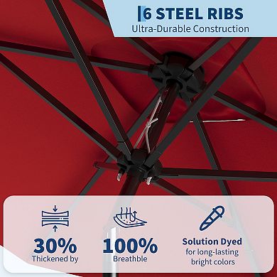 10ft Rectangular Patio Umbrella, Outdoor Table Umbrella w/ Crank&Push Button Tilt for Outdoor Patio