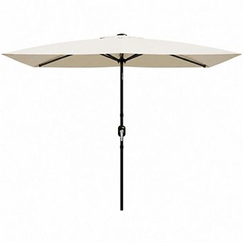 10ft Rectangular Patio Umbrella, Outdoor Table Umbrella w/ Crank&Push Button Tilt for Outdoor Patio