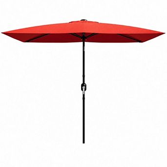 10ft Rectangular Patio Umbrella, Outdoor Table Umbrella w/ Crank&Push Button Tilt for Outdoor Patio