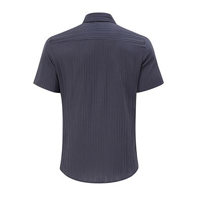 Mens Short Sleeve Solid Casual Button Down Shirts with Pocket