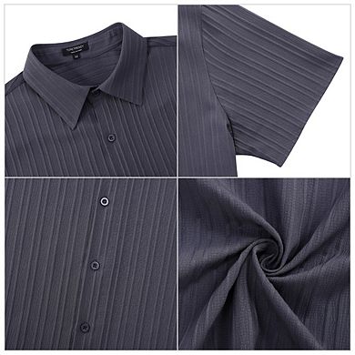 Mens Short Sleeve Solid Casual Button Down Shirts with Pocket
