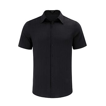 Mens Short Sleeve Solid Casual Button Down Shirts with Pocket