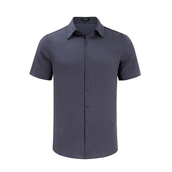 Mens Short Sleeve Solid Casual Button Down Shirts with Pocket