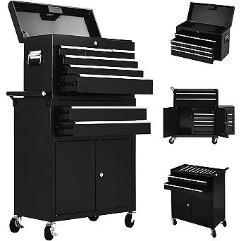 8-Drawer Rolling Tool Chest with Wheels Locking System, Detachable Top Cabinet,Toolbox Organizer