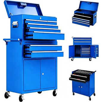 8-Drawer Rolling Tool Chest with Wheels Locking System, Detachable Top Cabinet,Toolbox Organizer