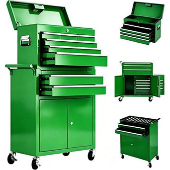 8-Drawer Rolling Tool Chest with Wheels Locking System, Detachable Top Cabinet,Toolbox Organizer