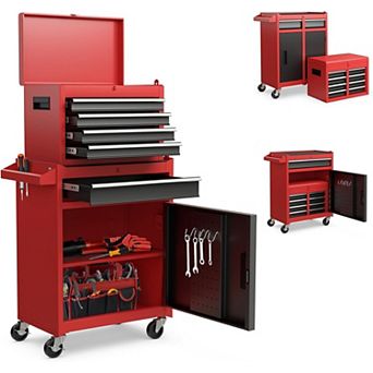 8-Drawer Rolling Tool Chest with Wheels Locking System, Detachable Top Cabinet,Toolbox Organizer