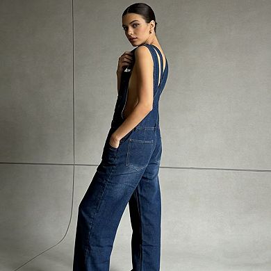 Women's Denim Overalls, Adjustable Strap Loose Fit Jean Jumpsuit for Summer Casual Work Gardening