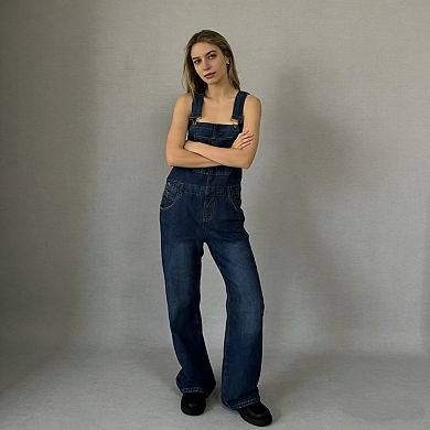 Women's Denim Overalls, Adjustable Strap Loose Fit Jean Jumpsuit for Summer Casual Work Gardening
