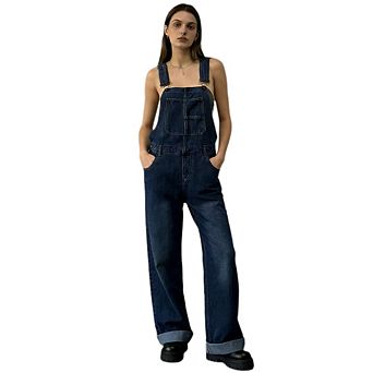 Women's Denim Overalls, Adjustable Strap Loose Fit Jean Jumpsuit for Summer Casual Work Gardening
