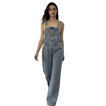 Women's Denim Overalls, Adjustable Strap Loose Fit Jean Jumpsuit for Summer Casual Work Gardening