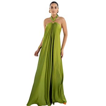 Women's Halter Neck Sleeveless Backless Long Dress