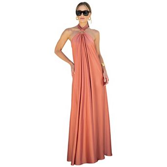 Women's Halter Neck Sleeveless Backless Long Dress