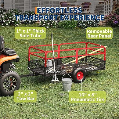 ATV UTV Trailer Tow Behind Dump Cart, 1600 lbs 22 Cubic Feet Heavy Duty Garden Trailer Pull Behind