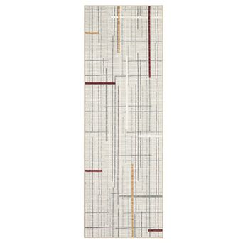 Modern Washable Area Rug, Non-Slip Low Pile Striped Carpet, Floor Mat for Living Room Bedroom