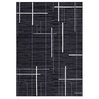 Modern Washable Area Rug, Non-Slip Low Pile Striped Carpet, Floor Mat for Living Room Bedroom