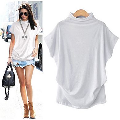 Women's Mock Neck Short Sleeve Top Casual Summer Blouse