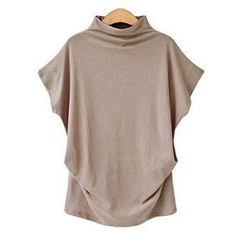 Women's Mock Neck Short Sleeve Top Casual Summer Blouse