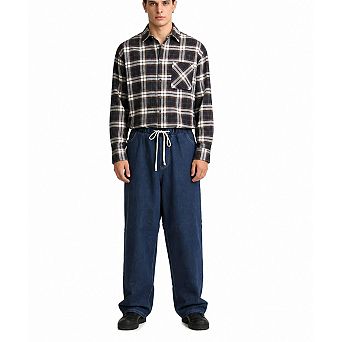 Men’s Wide Leg Elastic Waist Denim Jeans Loose Fit Pants