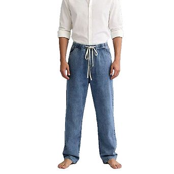Men’s Wide Leg Elastic Waist Denim Jeans Loose Fit Pants